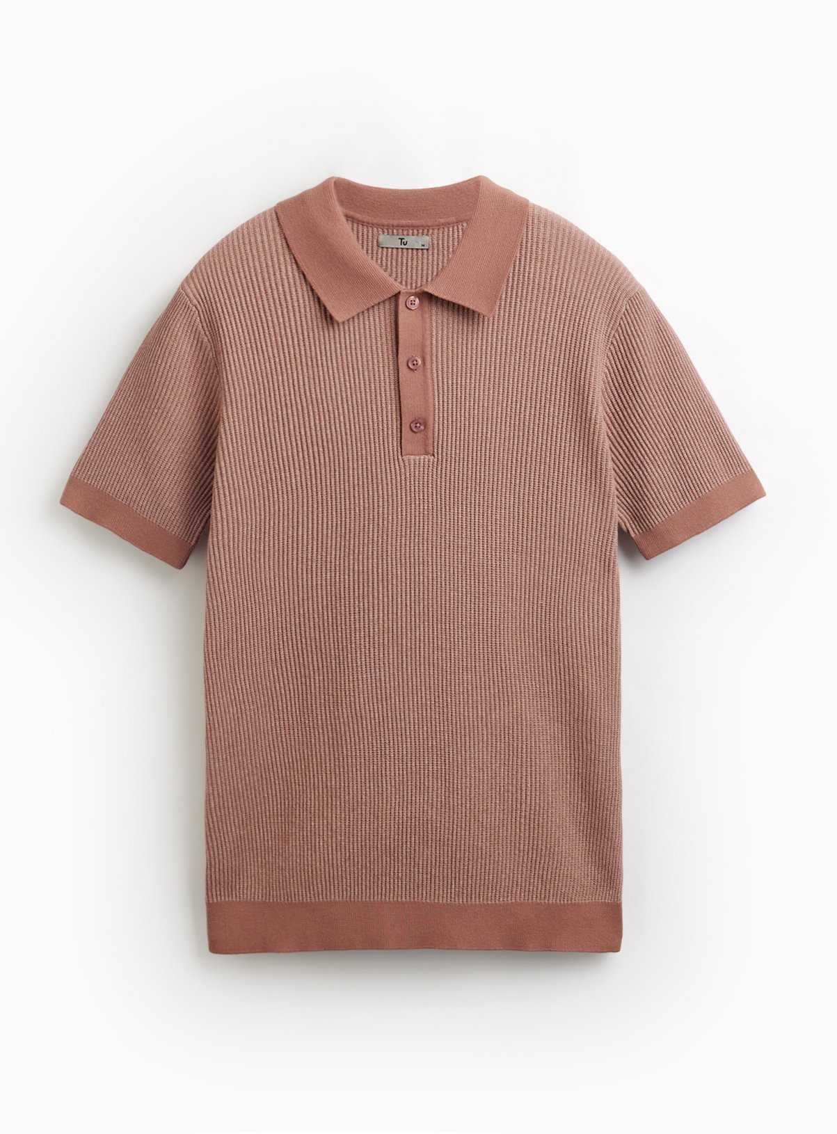 Dark Pink Ribbed Polo Shirt S - Image 3 thumbnail